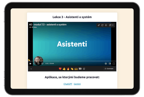 Náhled lekce o AI asistentech